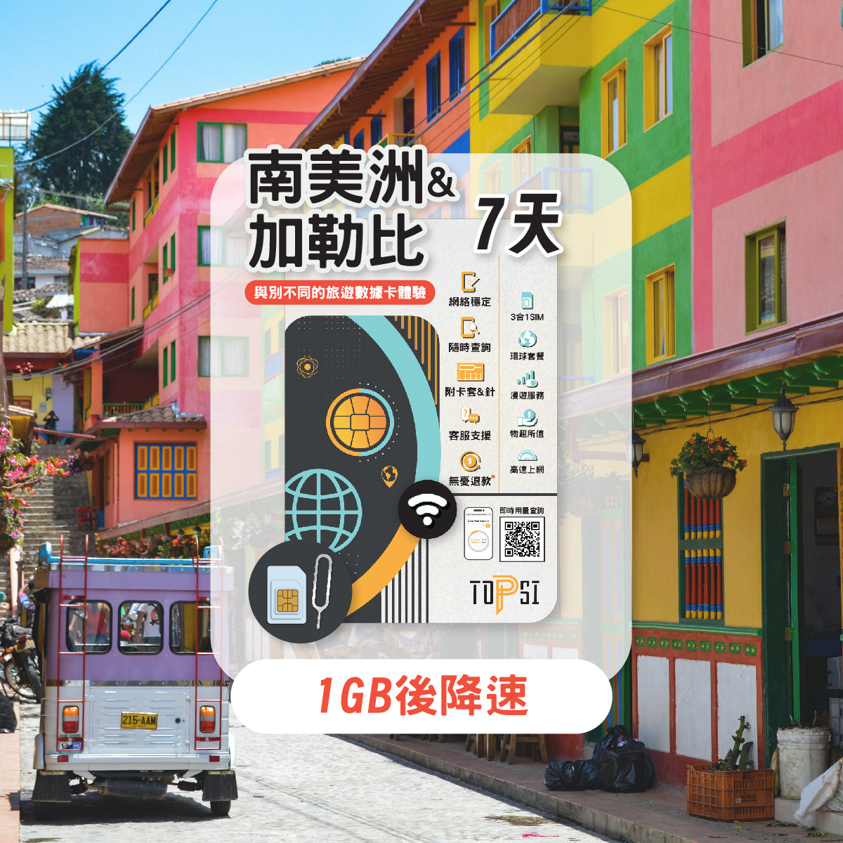 South America and Caribbean Unlimited Data 7 Days / 15 Days / 30 Days
