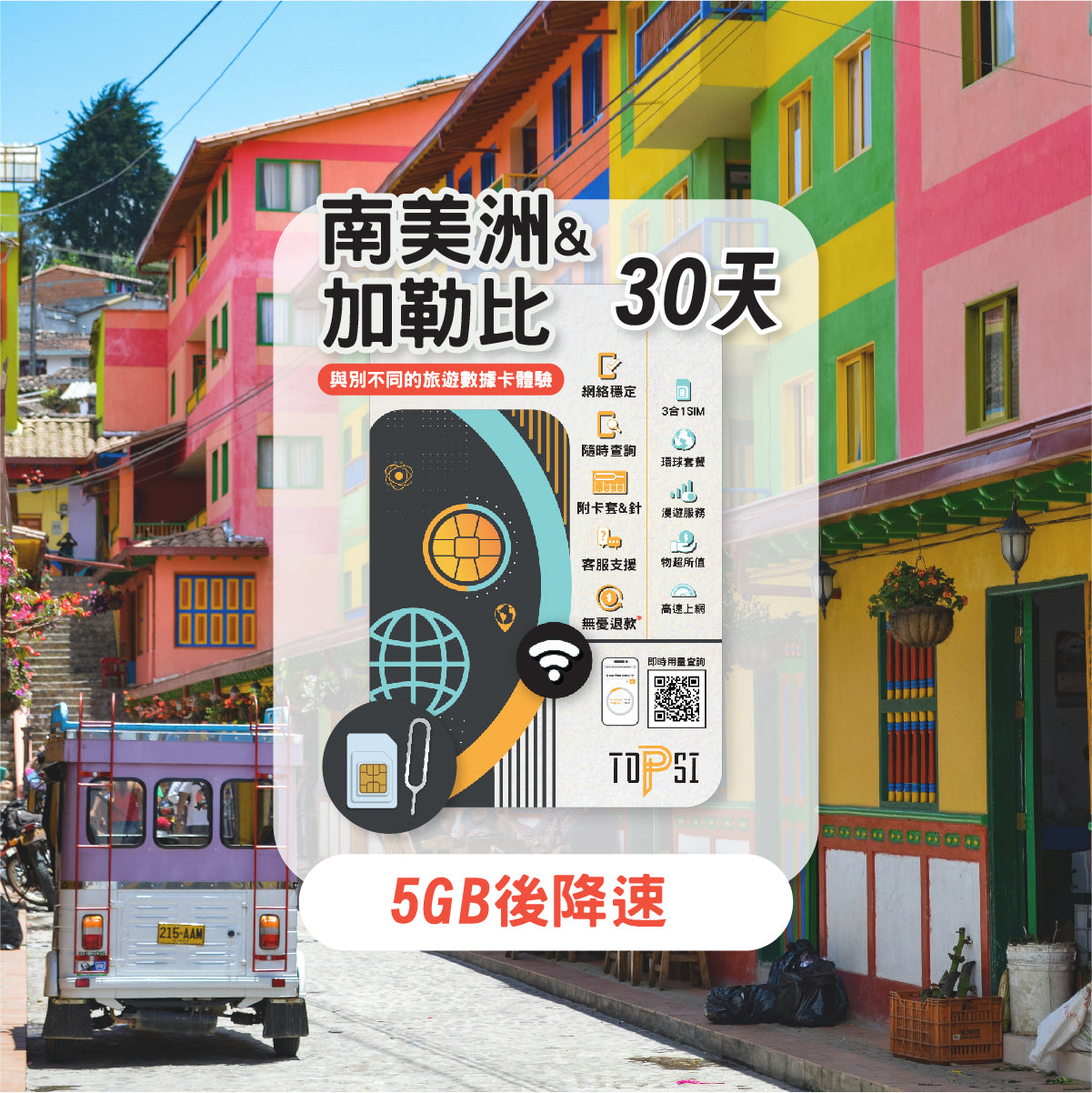 South America and Caribbean Unlimited Data 7 Days / 15 Days / 30 Days